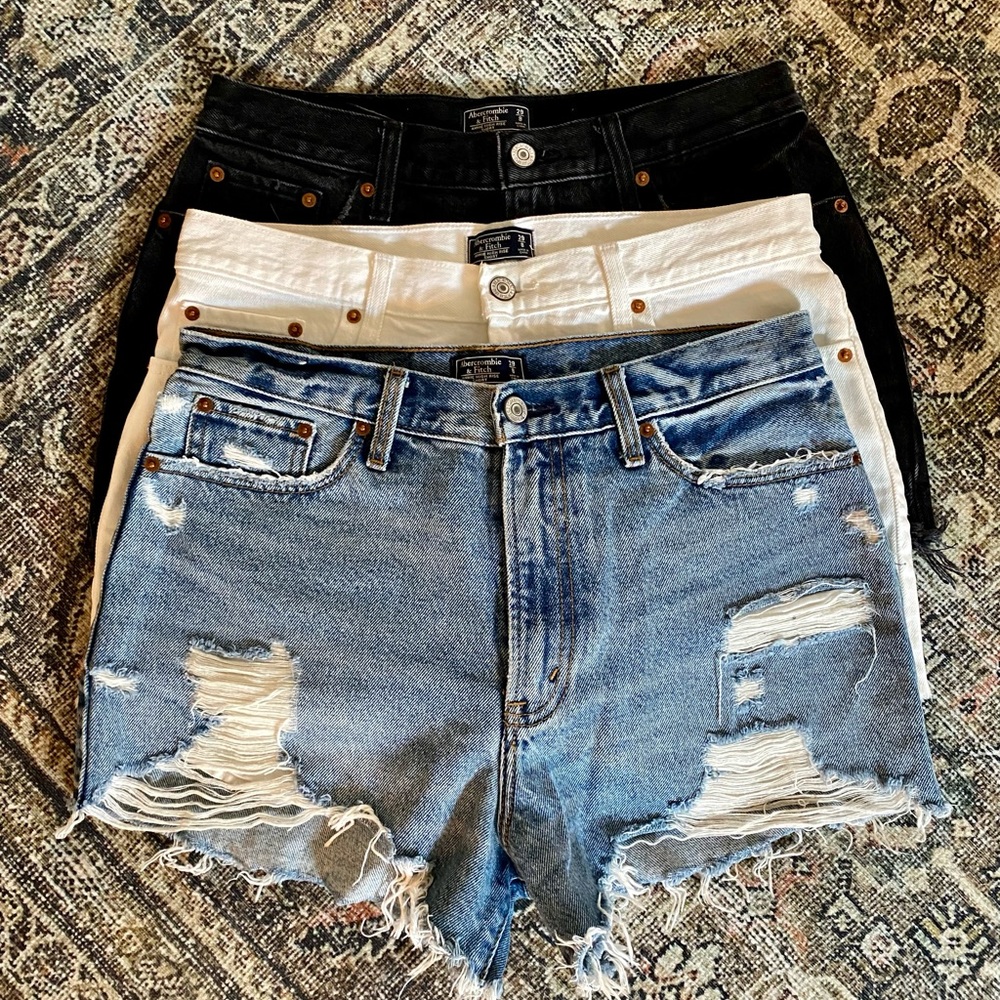 Abercrombie & Fitch Jean Shorts - Black, White, Blue